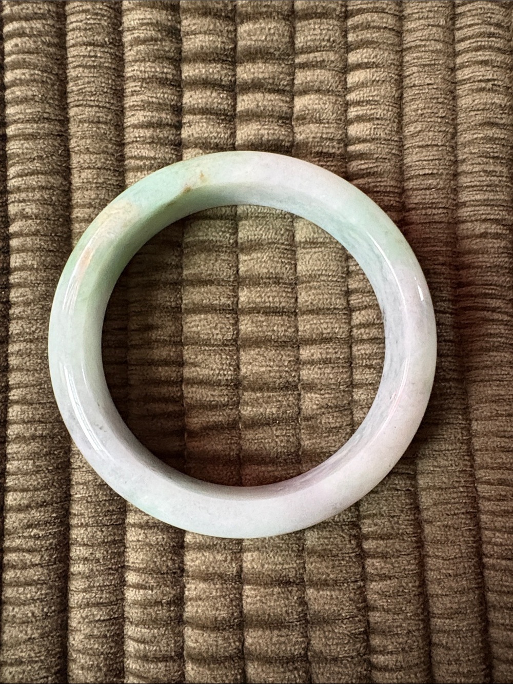 Jade Bangle Bracelet in Pale Green and White